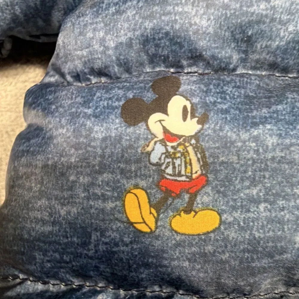 Baby Gap Disney baby Mickey Mouse Hooded Full Zip Puffer Jacket Blue/Red 0-3M.